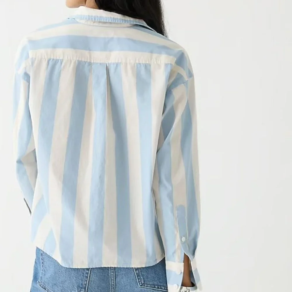 J.Crew Relaxed-fit cropped shirt in Barlow stripe - Picture 3 of 10